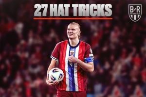 哈兰德27次戴帽分布:曼城11次最多,挪威6次、多特4次