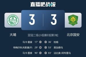3-3战平国安,大埔刷新三项中国香港球队参加亚冠二级联赛纪录
